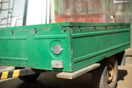 trailer for car. Cart for cargo transportation. transport details. green trailer.の写真素材