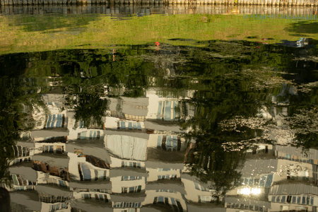 Water in pond. reflection in water. lake in park. Details of nature.の写真素材
