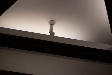 light design. Lighting equipment on ceiling. architecture details. Fluorescent lamps.の写真素材