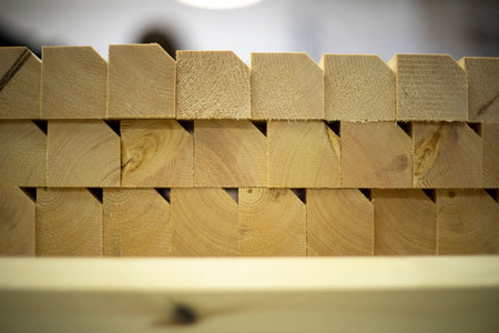 wood bars. joinery. Details made of wood. Sawn pieces of board.の写真素材