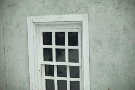 Window in building. Window opening in wall. Old architecture. Window frame.の写真素材
