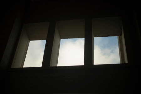 Window in building. Window opening in wall. Old architecture. Window frame.の写真素材