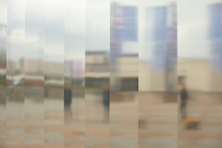 Mirror texture. Reflective surface of material. Ribbed background. Flat surface details.の写真素材