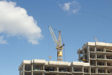 View of the city. Details of new house. Landscape with cloud.の写真素材