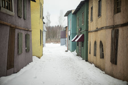 Old building. Buildings in style of wild West. Houses of last century. Ancient architecture.の写真素材