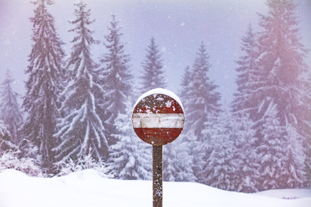 Road closed due to weather codnitionsの写真素材