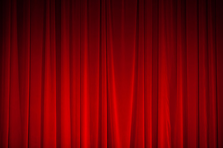 Red curtain with spotlightの写真素材