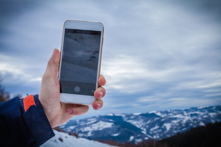 Using smartphone in winter