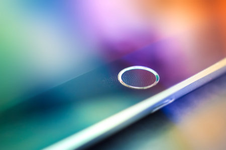Fingerprint sensor close up with visible fingerprint mark