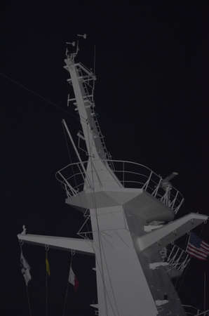 Radar mast on cruise shipの写真素材