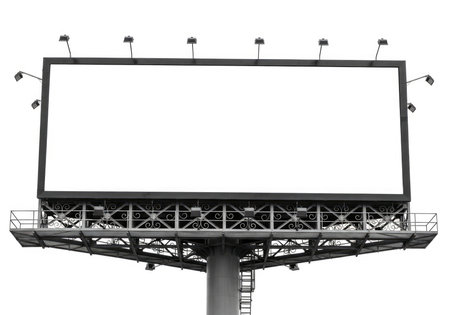 Isolated large blank billboard template, perfect for advertisements, messages, or promotions. Empty space allows for easy customization and branding. Ideal for marketing campaign concepts.の素材