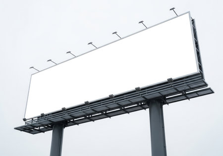 A pristine, blank outdoor billboard ready for custom advertisement placement. Ideal for marketing campaigns, product promotions, and mockups in urban settings. Perfect for your design.の素材