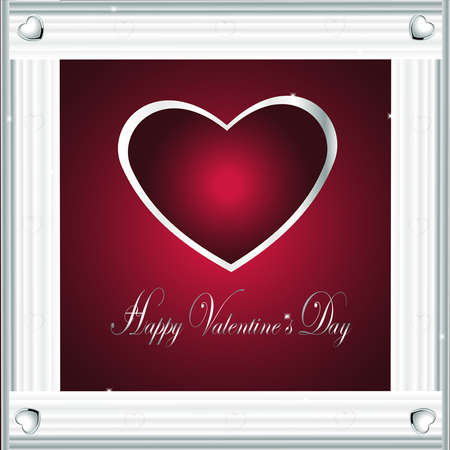 Valentine-Burgandy   Silver Frame with Hearts の写真素材