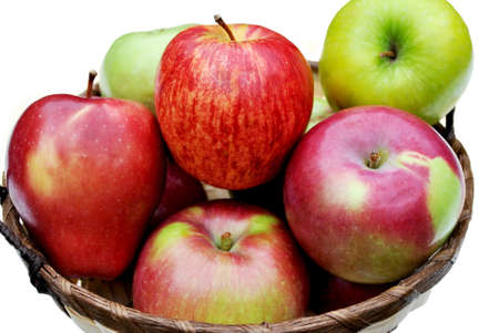 Fresh Ripe Apples in a Basketの写真素材