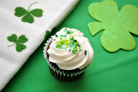 Chocolate Cupcakes on a Silver Trayの写真素材