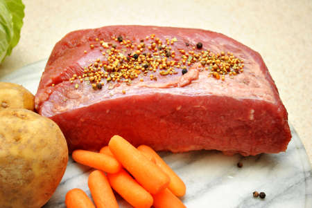 Uncooked Corned Beef Brisketの写真素材