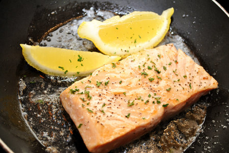 Cooking Salmon with Lemon, Butter, and Parsley
