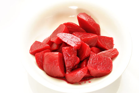 Cut Beets in a White Bowl