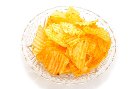 Spicy Potato Chips in a Fancy Bowl