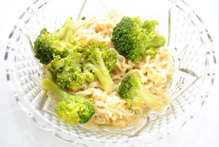 Vegetarian Ramen Noodle Dinner with Broccoliの写真素材
