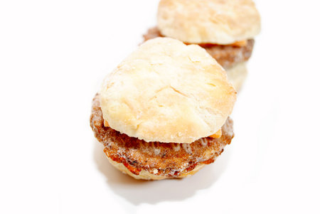 Close-Up of a Frozen Sausage Sandwichの写真素材