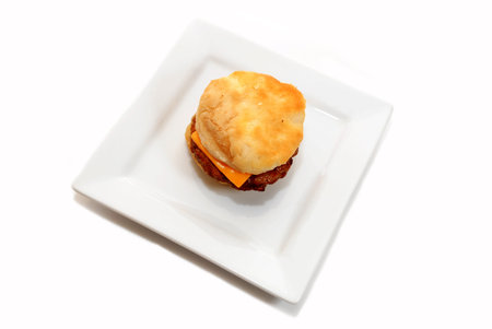 Top View of a Sausage and Cheese Sandwichの写真素材