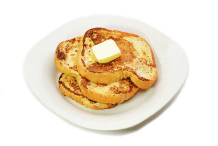 Fried French Toast served on a Plate with Butterの写真素材