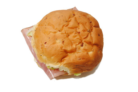 Ham Sandwich Isolated Over a White Backgroundの写真素材