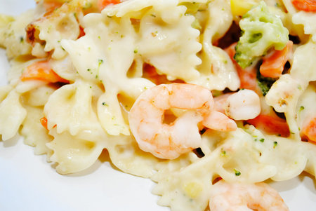 Shrimp and Vegetables with Creamy Garlic Sauceの写真素材