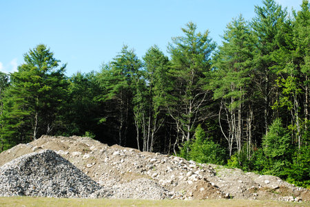 Heaped Gravel in Front of Natures Treesの写真素材