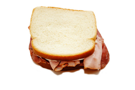 Ham and Roast Beef Sandwich Isolated on Whiteの写真素材