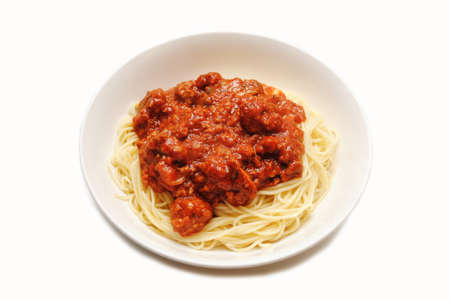Angel Hair Pasta Served with Bolognese Sauceの写真素材