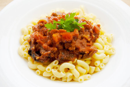Elbow Macaroni with Bolognese Meat Sauceの写真素材