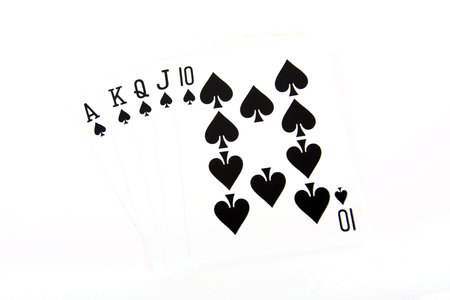 Ace high royal straight flush poker handの写真素材