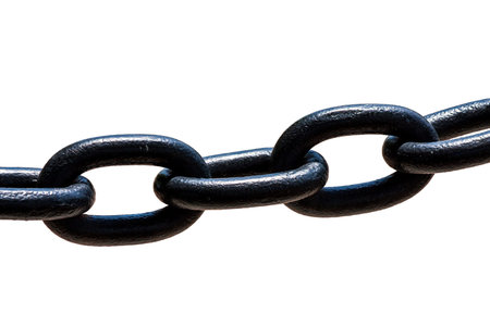 Large black metal chain on a white background