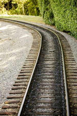 Train track winding around the bendの写真素材