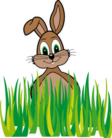 Easter bunny in the grassのイラスト素材