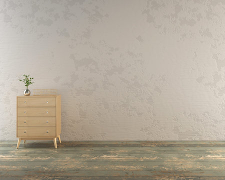 Empty room with modern dresser