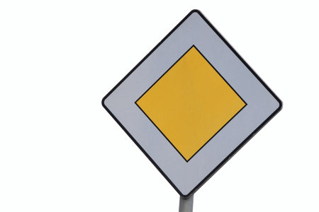 road sign - priority - isolated on white backgroundの写真素材