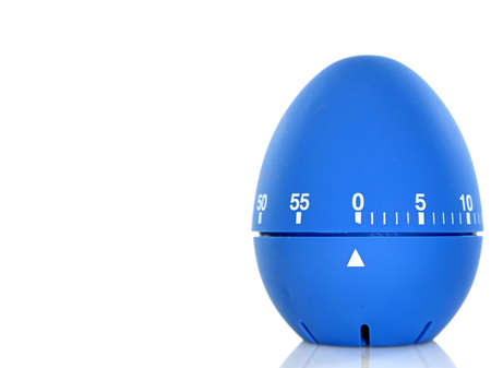 Blue egg timer isolated on white backgroundの写真素材