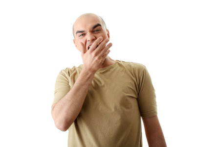 Yawning young man isolated on white
の写真素材