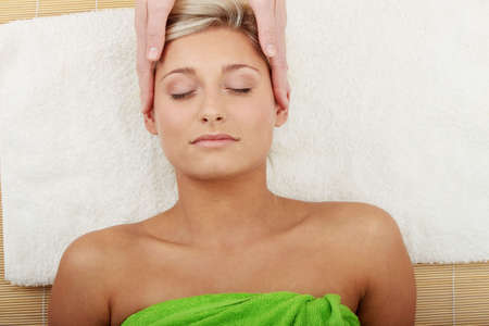 Beautiful caucasian woman getting spa treatment, isolated
の写真素材