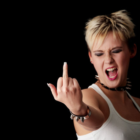 Punk girl isolated on black background