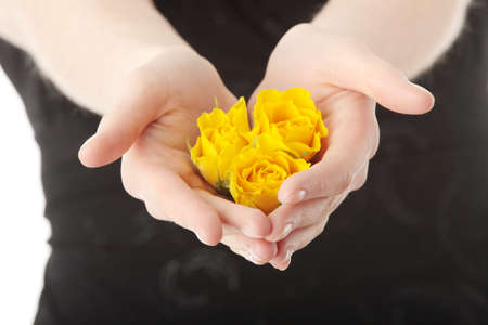 Young sexy woman in black dress with yellow rose in hands

の写真素材