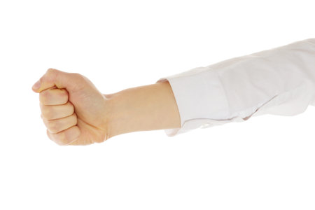 Businesswoman hand - fist, isolated on white