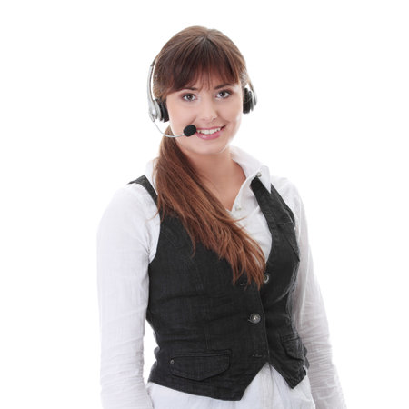 Call center woman with headset. 