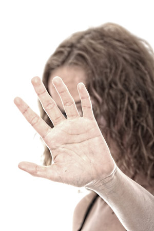 Abused young woman dramatic portrait