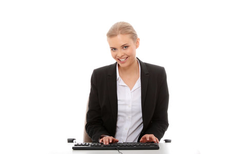 Young business woman isolated on white backgroundの写真素材