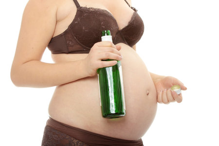 A pregnant woman with alcoholの写真素材