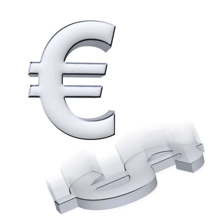 Euro against dollar (3d render), isoalted on whiteの写真素材